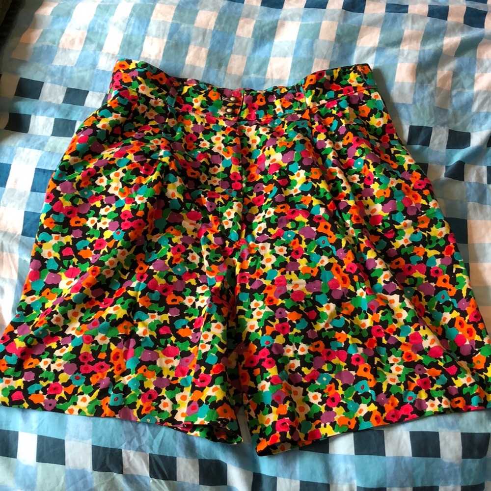 Vintage Multicolor High-Waisted Shorts